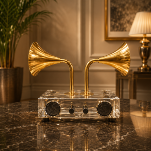 Aura Crystal Gramophone Speaker – Luxury Vintage-Inspired Audio Décor