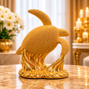 Golden Prosperity Turtle Sculpture – Luxury Vastu Décor Accent