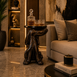 Luxury Abstract large Pup Side Table – Metallic Sculptural Accent Tables