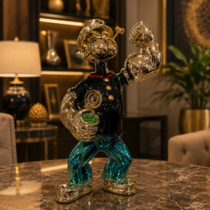 Luxury Mouse-Inspired Sculpture with Golden Finish – Colorful Contemporary Tabletop Home Decor