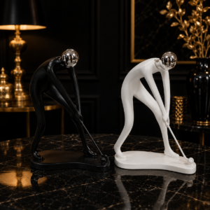 Modern Abstract Golfer Sculpture Figurine – Contemporary Luxury Tabletop Decor