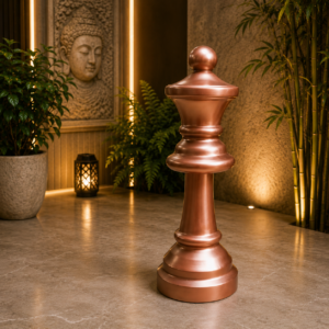 Modern Copper Chess Piece Sculpture – Elegant Decorative Statement Statue for Luxury Home & Office