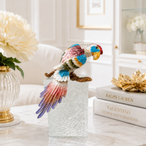Royal Prism Parrot Sculpture – Luxury Crystal Parrot Decor Showpiece